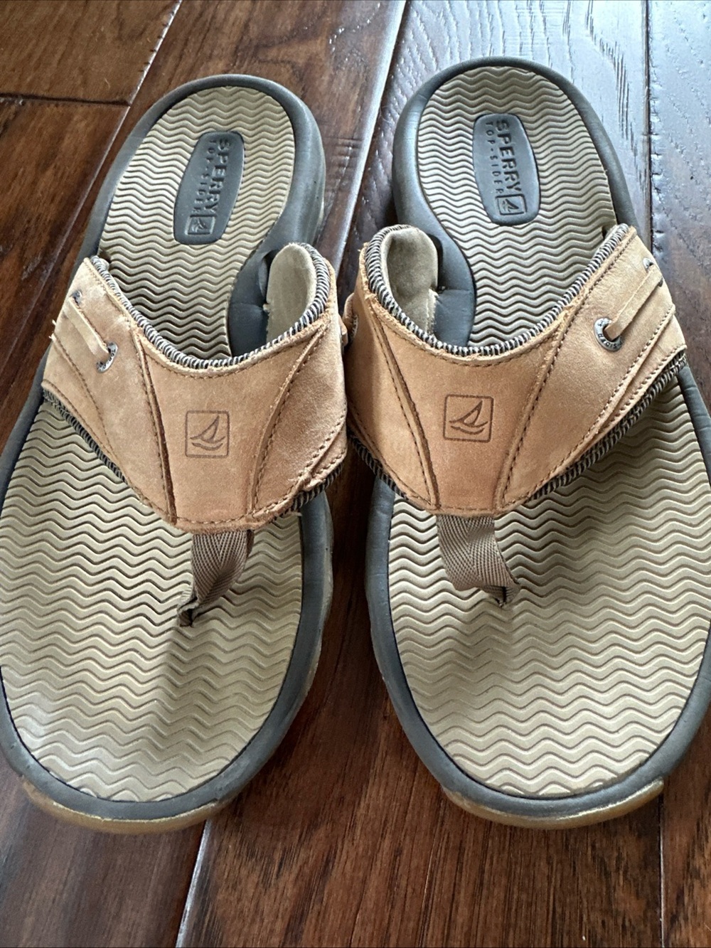 Men’s Sperry Top-Sider Leather Thong Sandals Tan Size 10M